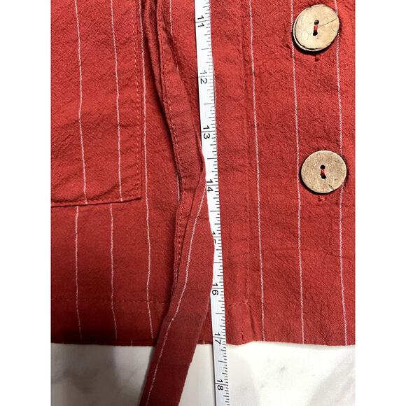 Hesperus High waisted Paper Bag buttoned down skirt White Stripes Belt - Picture 5 of 6